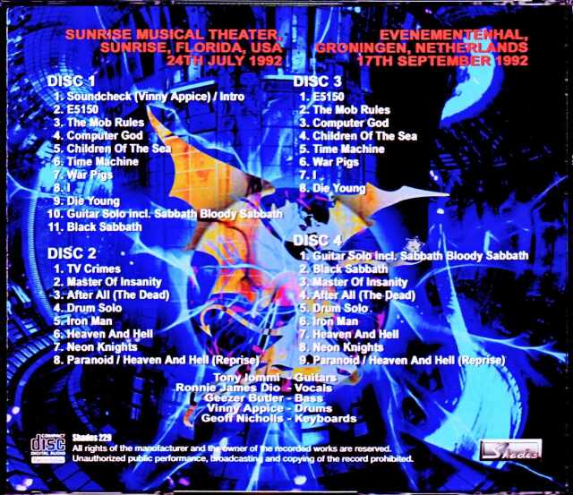 Black Sabbath,Dio ブラック・サバス ディオ/FL,USA 1992 & more