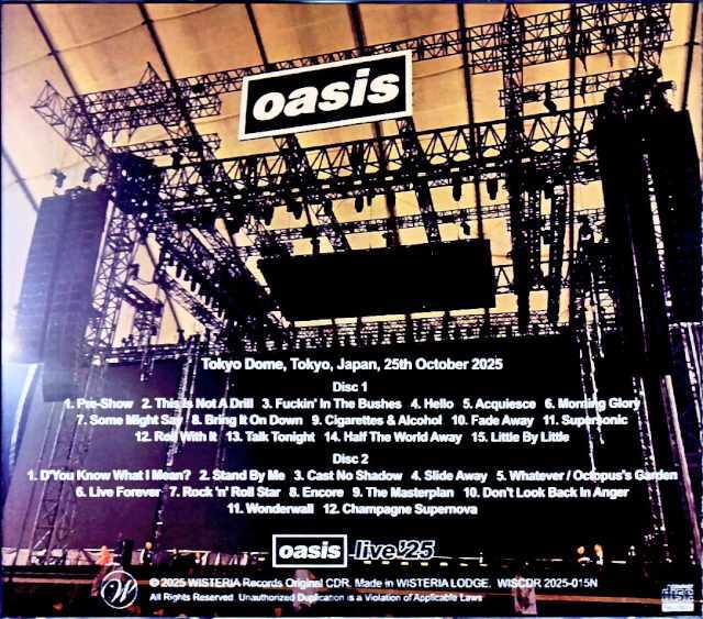 Oasis オアシス/東京ドーム初日・完全無加工 Tokyo,Japan 10.25.2025