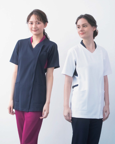 988 男女兼用スクラブジャケット半袖 4D FITT(動体裁断) KAZEN(カゼン