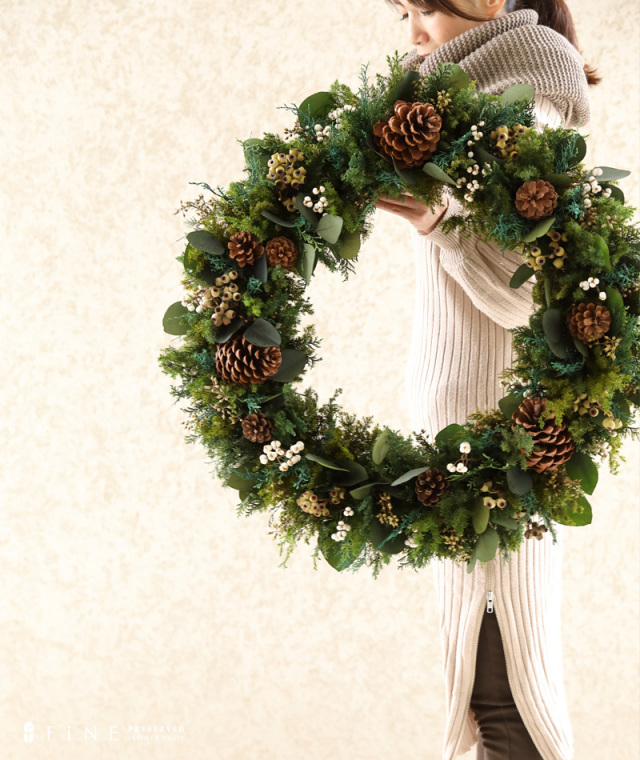 クロンヌ・ドゥ・ノエル - 直径70cm プリザーブドフラワー クリスマス