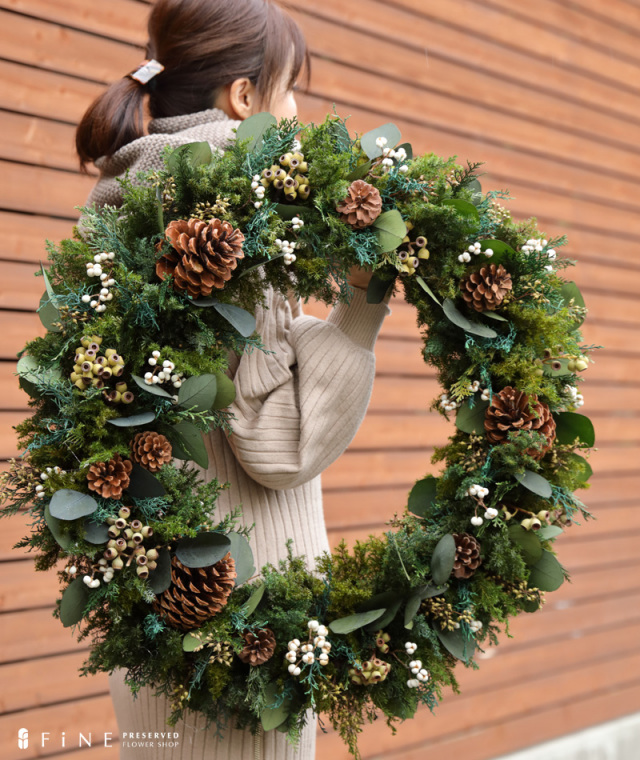 クロンヌ・ドゥ・ノエル - 直径70cm プリザーブドフラワー クリスマス