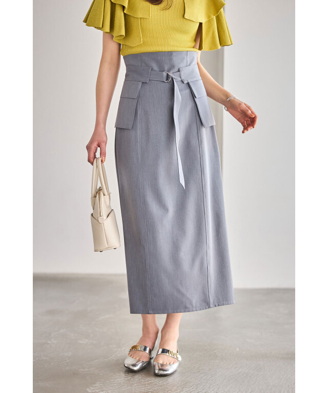 ポケット付きベルトナロースカート