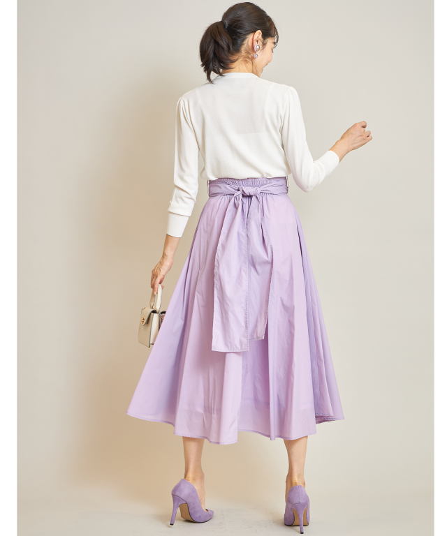 ウエストリボンタフタフレアスカート