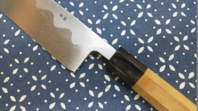 おろし出刃包丁八寸 カスミ研ぎ 安来鋼青紙 本職用 3枚おろしに