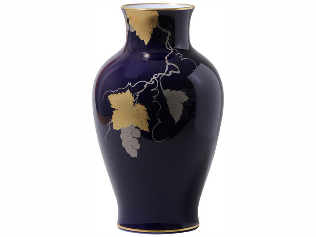 瑠璃金蝕ぶどう 28cm花器