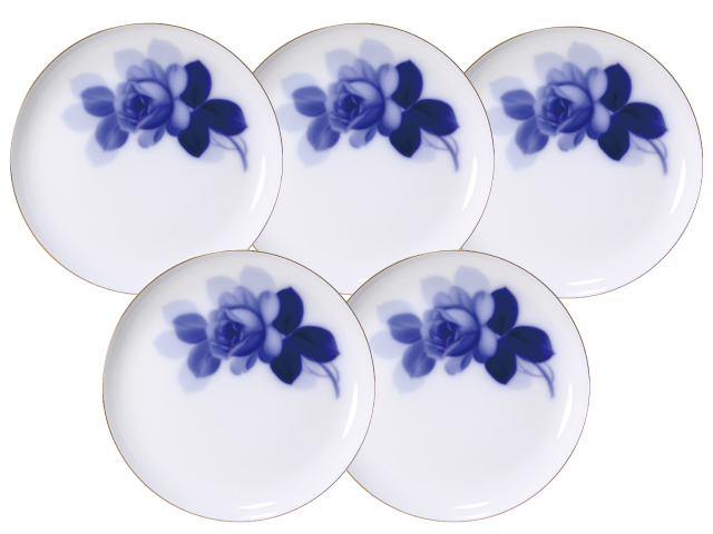 ブルーローズ（8211） 23cmミート皿5枚揃