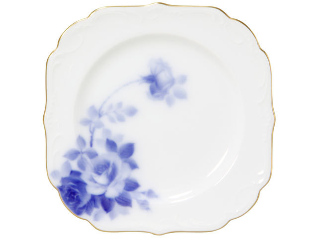 手描き】ブルーローズ（8011） 17cmケーキ皿