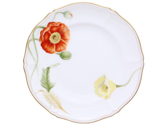 手描き】技法シリーズ 「ポピー」 20cmケーキ皿