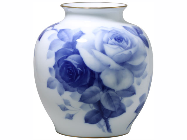 手描き】ブルーローズ（8011） 29cm花器