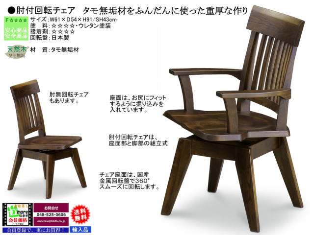 アンティーク風回転チェア】「斎藤」肘無回転チェア ボリュームのある