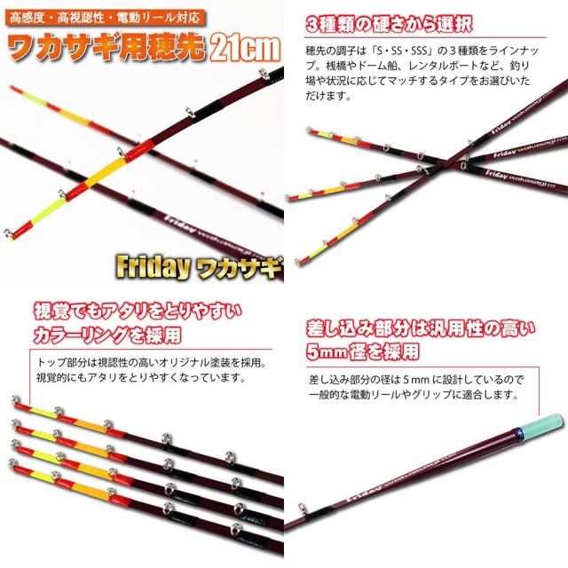 フライデー ワカサギ穂先 21cm 3点セット(グリップ＋穂先1本＋手巻き