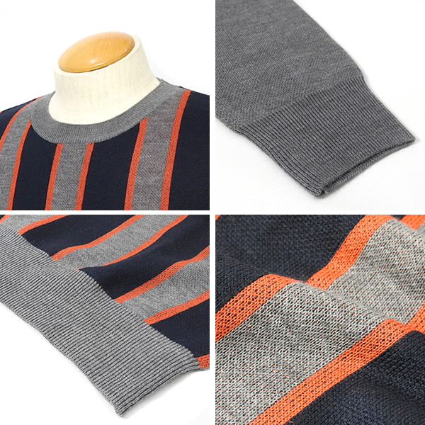 rough&swell［ラフアンドスウェル］WINDSOR CREW/ストライプ12Gウール