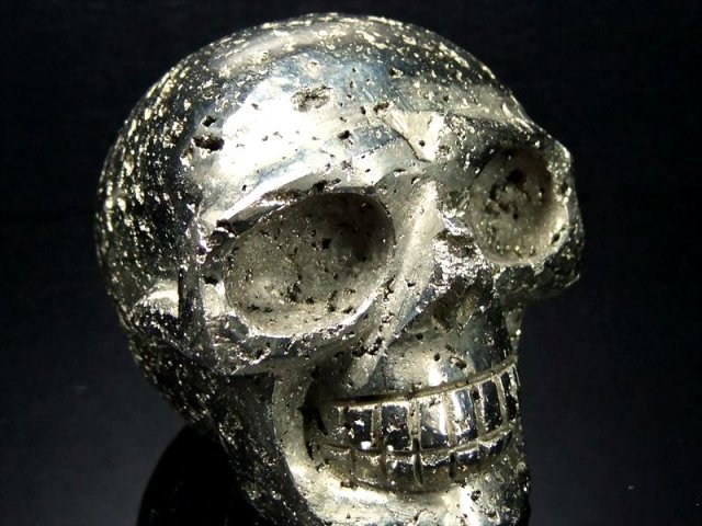 スカル パイライト ドクロ(スカル)型 彫刻置物 高さ約71mm 重さ507g