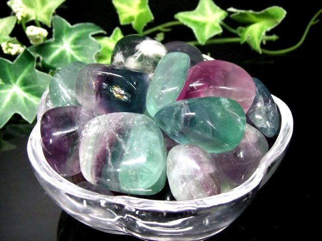 レインボーフローライト（蛍石） タンブル 詰め合わせ 200g 幅約15mm