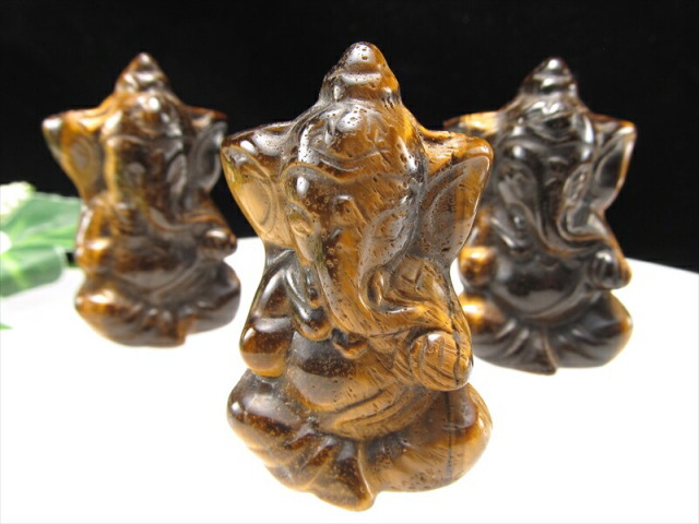 タイガーアイ ガネーシャ 彫刻置物 1個売り 重さ約35g-50g 繊細な
