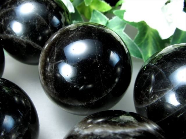 大人気 モリオンスフィア 2A 黒水晶 モリオン 丸玉 置物 直径約48mm