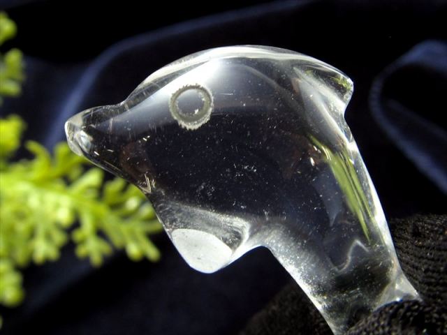 天然石水晶のイルカ 置物 彫物NO.120405 天然石水晶のイルカ 置物 彫物