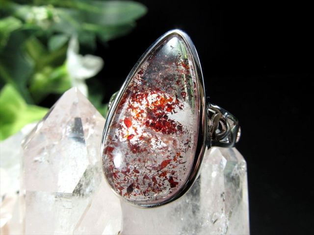 5A ストロベリークォーツ ファイアークォーツ リング ドロップ型