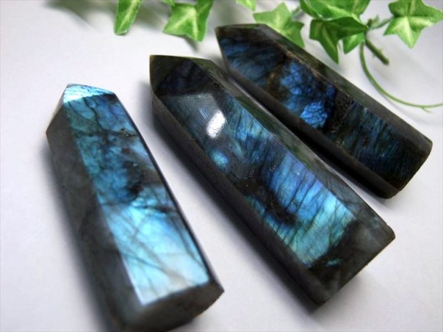 ラブラドライト ポイント 六角柱 重さ 100g-120g 1個売り ブルーや
