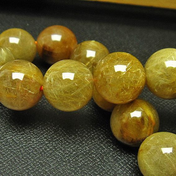 放射ルチルクォーツ（金針ルチル水晶） ブレスレット 14mm [T38-1175]