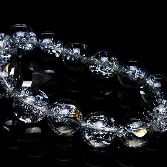アイリスクォーツ 虹入り レインボークラック水晶 ブレスレット 18mm
