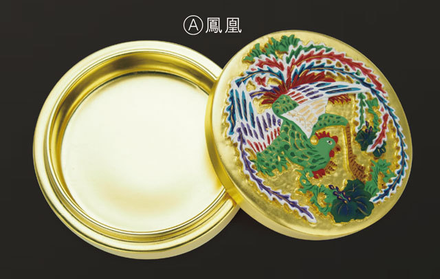 木製本金箔極彩色香合