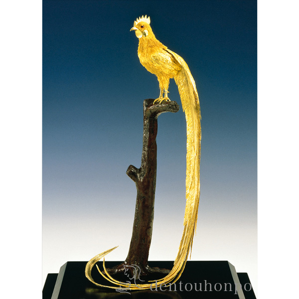 送料無料】 純金 尾長鶏 180g / 光則（金工芸） 高級 コレクション