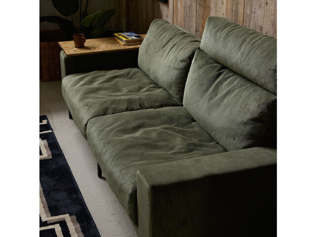 プルート 3人掛けソファ オリーブグリーン 《大型商品》
