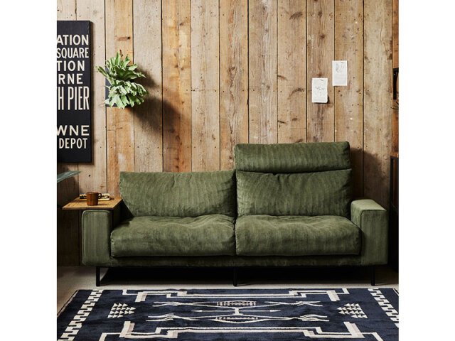 プルート 2.5人掛けソファ オリーブグリーン 《大型商品》