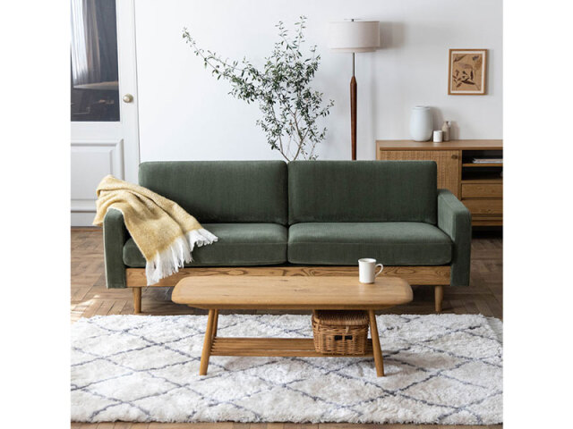 フリート 3人掛け ソファ コーデュロイ オリーブグリーン（受注生産品）