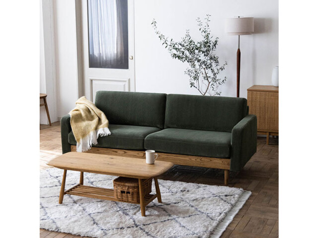 フリート 3人掛け ソファ コーデュロイ オリーブグリーン（受注生産品）