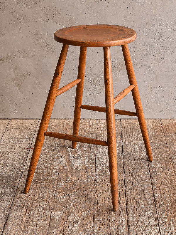 イギリス アンティーク家具 木製 ハイスツール 椅子 12885