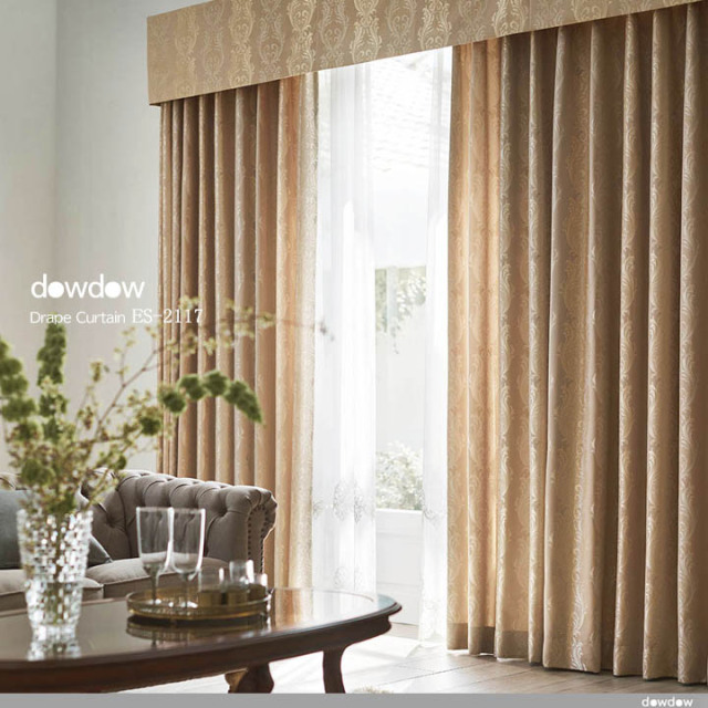 クラシック モダン】サテンのクラシック柄のドレープカーテン