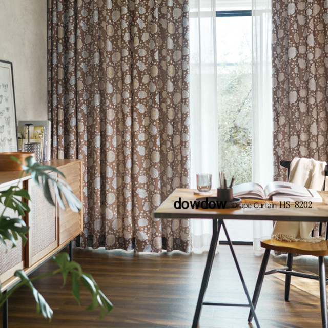 クラシックモダン】クラシックな花柄のドレープカーテン【HS-8202