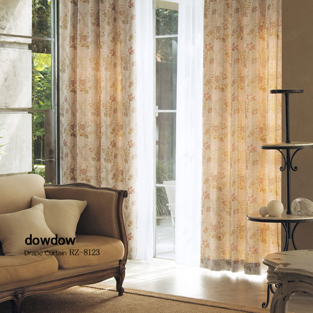 アンティークラシック】ボタンの花柄のジャガード織のドレープカーテン