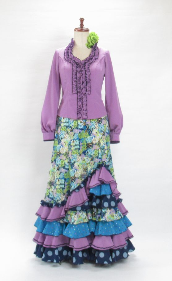 フラメンコ衣装 黄緑ツーピース