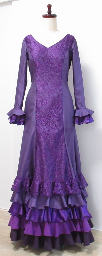 フラメンコ衣装 2024オーダー例F 紫ワンピース