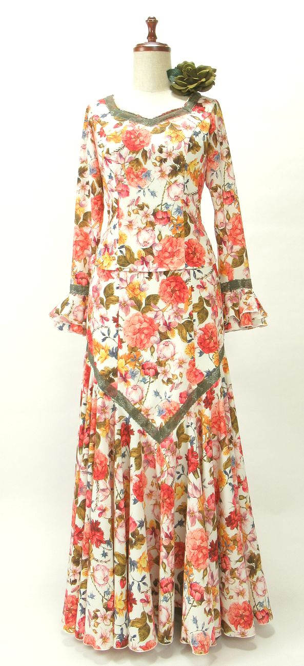 フラメンコ衣装 ・花柄・ツーピース