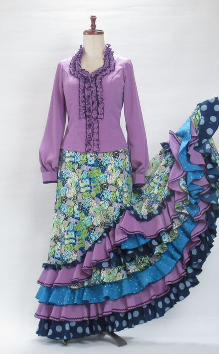 フラメンコ衣装 黄緑ツーピース