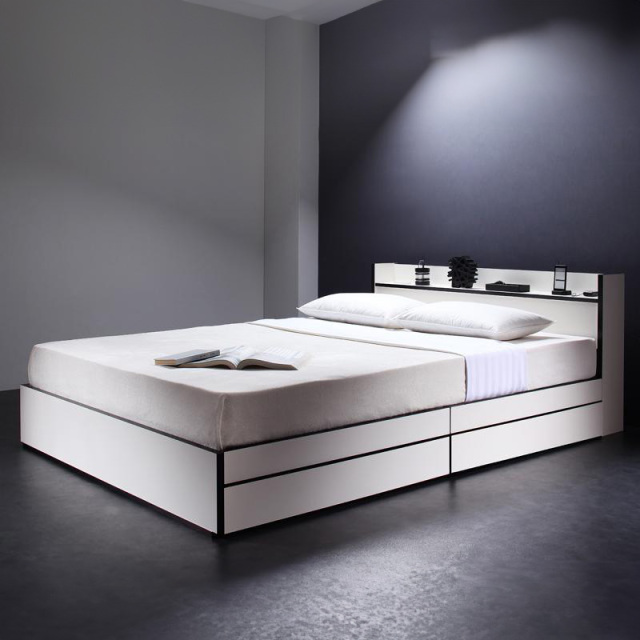 収納付きベッド | モノトーンカラー収納付きベッド【Fouster