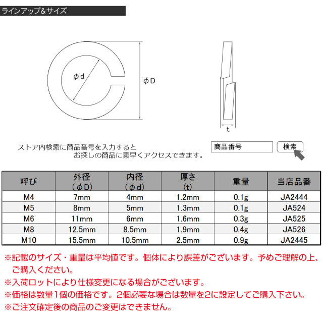 64チタン製 M8 スプリングワッシャー 外径12.5mm バネワッシャー