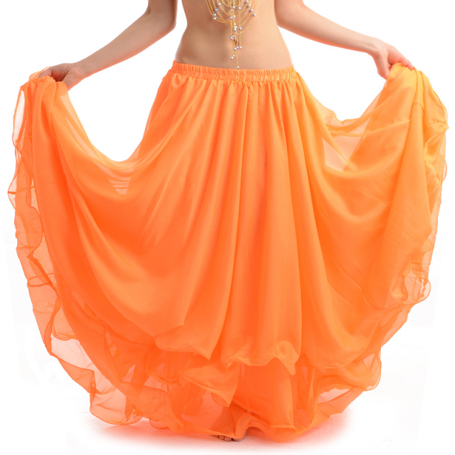 ベリーダンス発表会用スカート10ヤード3段シフォンD11（オレンジ
