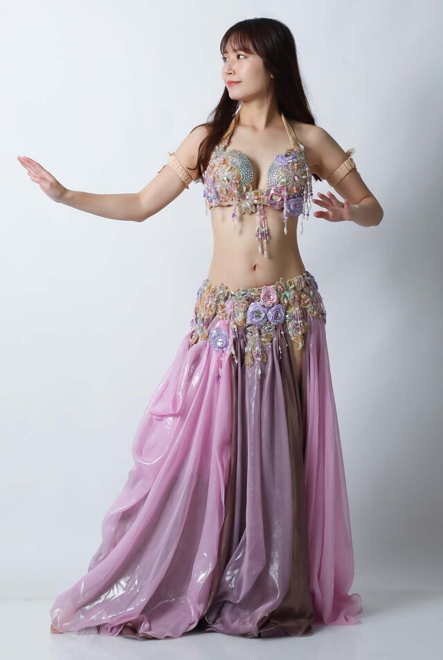 エジプト製【Amr】ベリーダンスコスチュームCF-COS-A315-1(ピンク