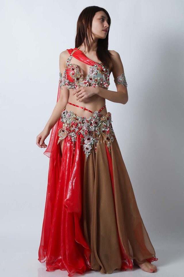 エジプト製【Amr】ベリーダンスコスチュームCF-COS-A330-1(赤