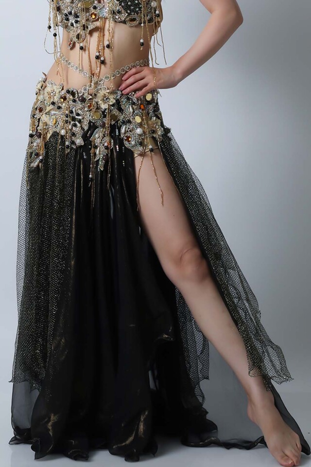 エジプト製【Amr】ベリーダンスコスチュームCF-COS-A345-1(黒black