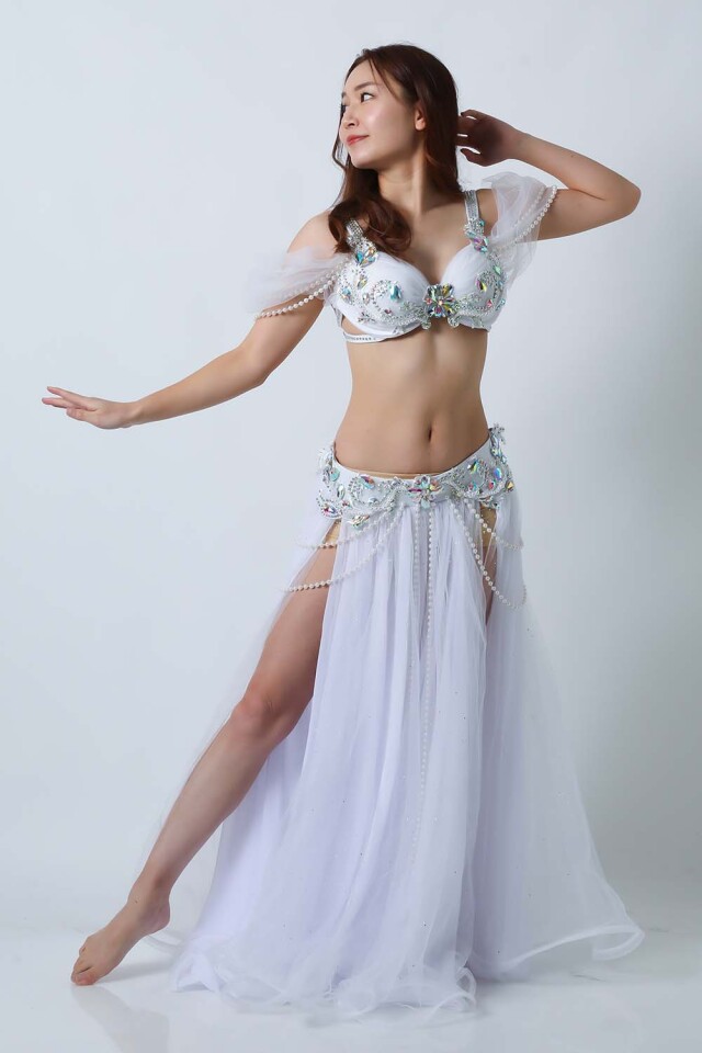 ベリーダンス衣装オリエンタルコスチューム(ホワイト)【送料無料】発表