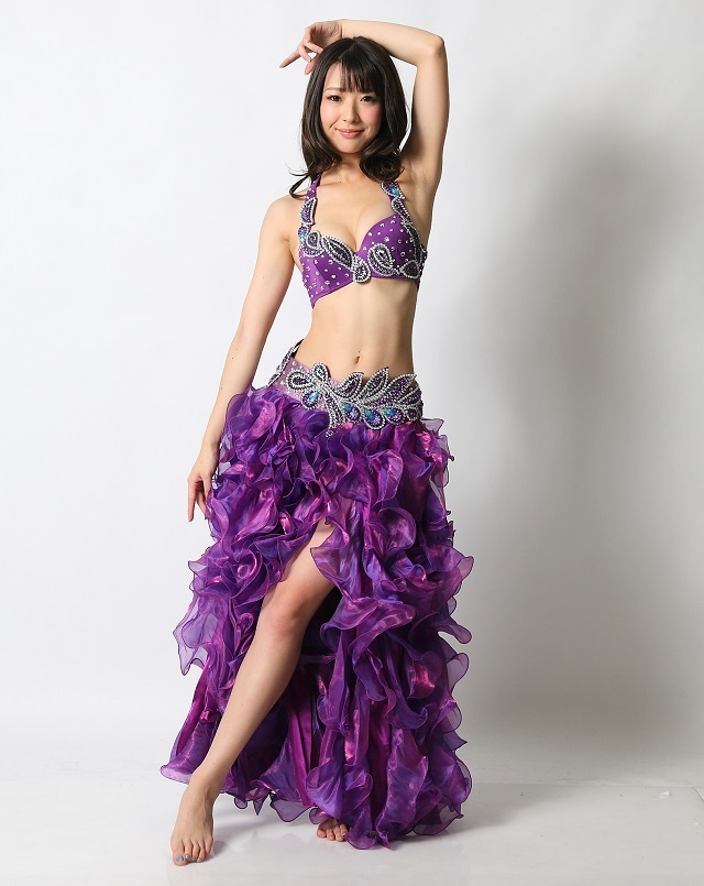 ベリーダンスコスチューム(紫、パープル)(S-Mサイズ)(L-LLサイズ