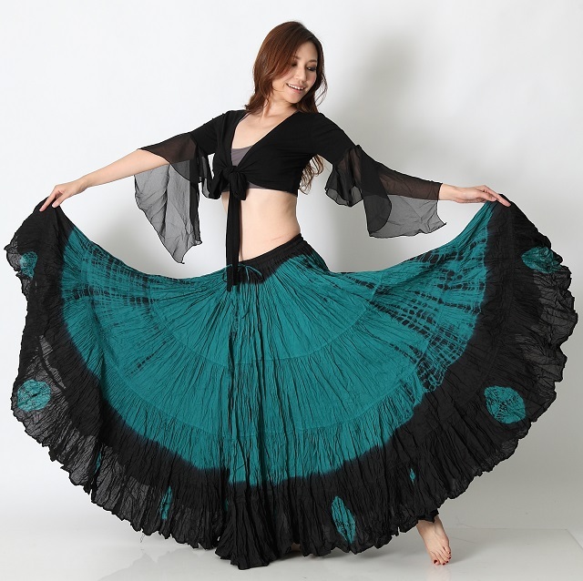 25ヤードスカートD25JコットンTye Dip Dyed（ティール/ブラック)【送料