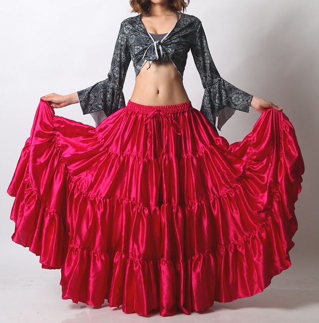 25ヤードスカートD25Sサテン単色（ローズrose)【送料無料】