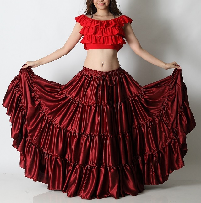 25ヤードスカート サテン単色（wineワイン)【送料無料】